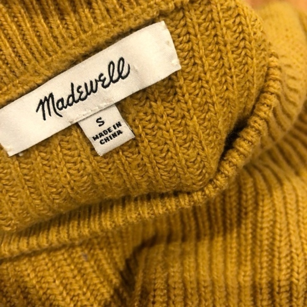 Madewell Patch Pocket Crew Neck Pullover Mustard … - image 7